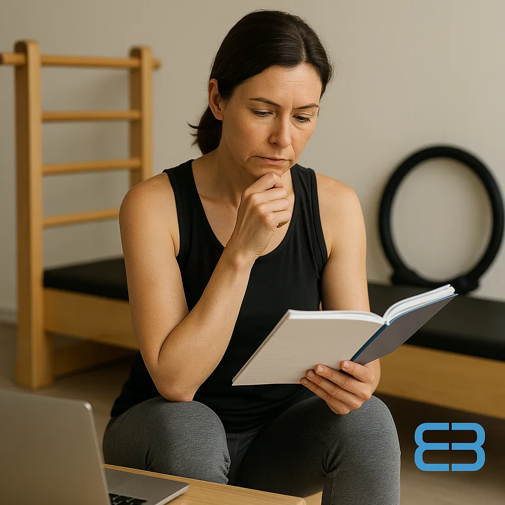 instructora-de-pilates-informandose-sobre-la-certificacion-oficial